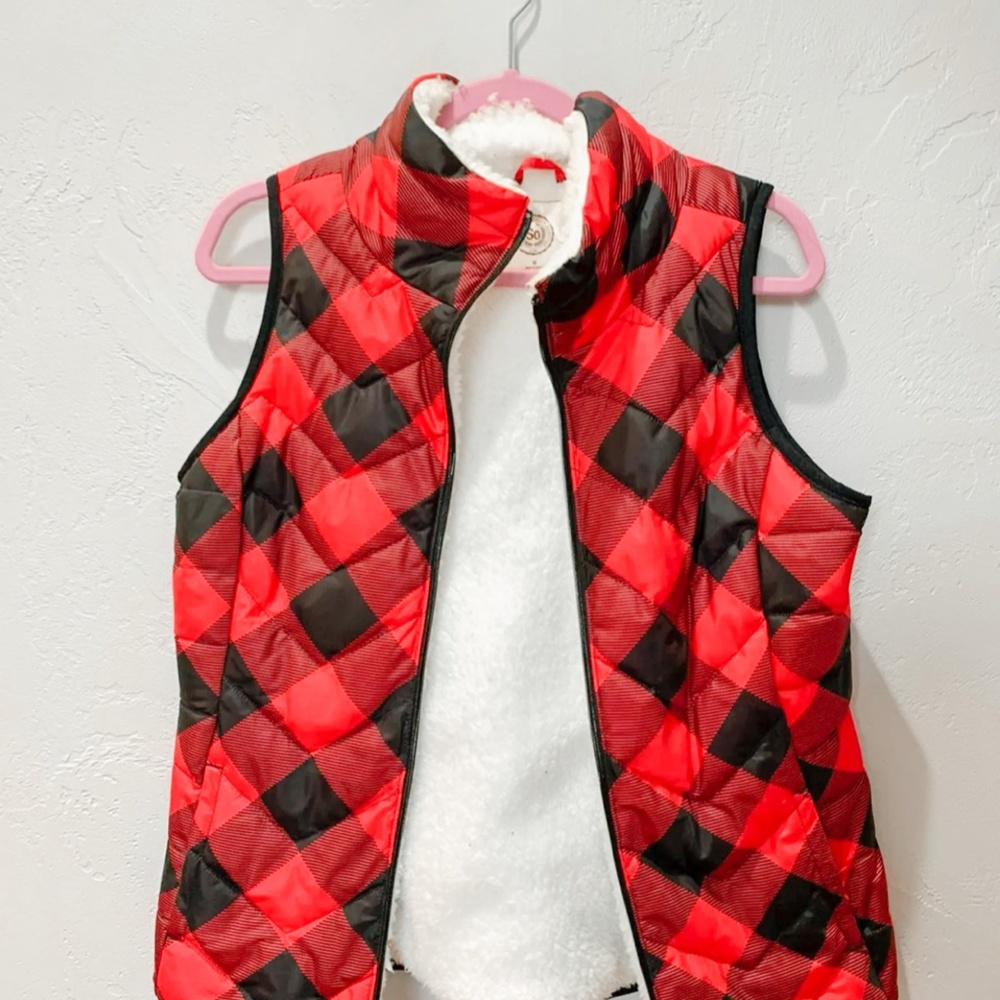 Checkered Sherpa Vest